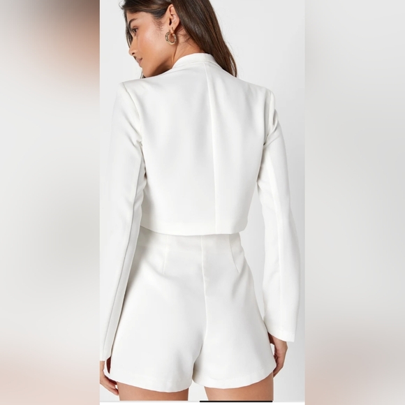 Lulus Ivory Long Sleeve Blazer Romper - Picture 4 of 10